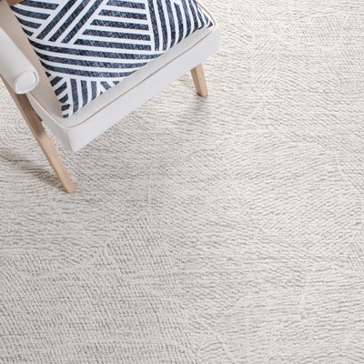 Ivory Hand-Tufted Wool Square Area Rug, 6' x 6'