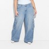 Women's Mid-Rise Wide Leg Cargo Baggy Jeans - Wild Fable™ - 2 of 3