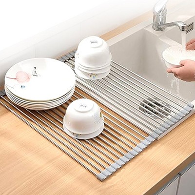 Stainless Steel Foldable Over-the-Sink Dish Rack