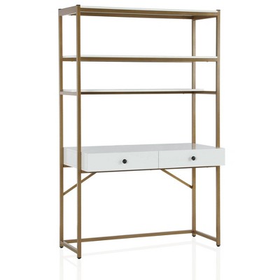 Billie Metal Desk Etagere Gold - CosmoLiving by Cosmopolitan