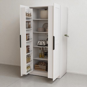 62.99" Freestanding Kitchen Pantry Cabinet with Doors & Adjustable Shelves, MDF Buffet Sideboard Storage Cupboard for Kitchen, Dining Room - 1 of 4