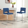 26" H Bar Stools Set of 2 - Modern Velvet Barstools with Hollow Back, Upholstered Armless Kitchen Island Stools, Blue with Chrome Metal Frame - 2 of 4