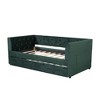 YOOCOZZ Twin Size Upholstered Daybed with Twin Trundle, Tufted Backrest and Armrests, Side Storage Pocket - 3 of 4