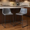 HomeRoots Set of Two 24" Charcoal and Black Faux Leather and Steel Counter Height Bar Chairs - 2 of 4