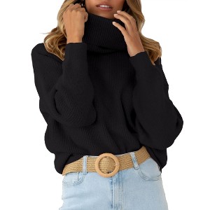 Women’s Elevated Oversized Turtleneck Sweater - Architectural Knit with Strategic Proportions Pullover Tops - 1 of 1
