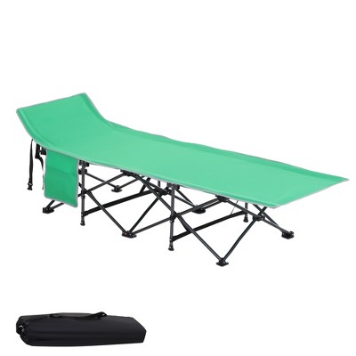 Outsunny Folding Camping Cots For Adults With Carry Bags, Side Pockets ...