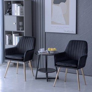 KTMBDW Set of 2 Dining Chairs with Back, Velvet Upholstered Modern Accent Chairs with Metal Legs for Dining Room - 1 of 4