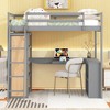 Twin/Full Size Wooden Loft Bed with Ladder, Shelves, a Drawer and Desk, 4L -ModernLuxe - image 2 of 4