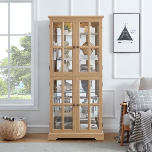 TIRAMISUBEST Antique Display Cabinet with Glass Doors Adjustable Shelves,Curio Display Cabinet for Home or Office - 1 of 4