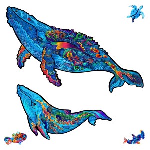 Unidragon Milky Whales 98 Piece Shaped Wooden Jigsaw Puzzle - 1 of 4