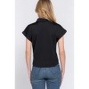 Slickblue Women's Short Sleeve Front Tie Top, Stretch ITY Fabric, Casual to Dressy Style, Black/Purple, Size S-L - 4 of 4