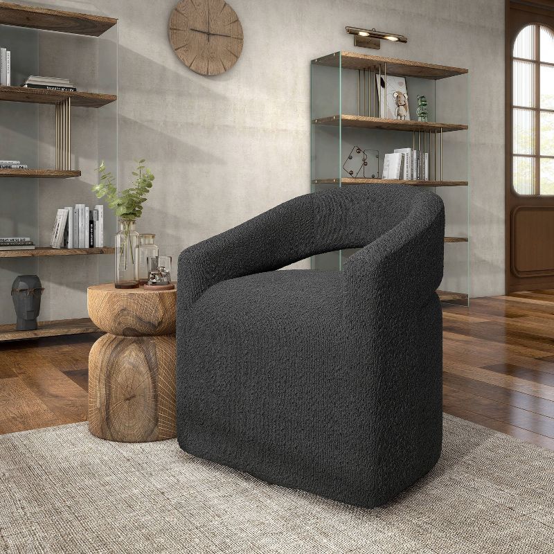 24/7 Shop At Home Stormherald Modern Boucle Upholstered Swivel Barrel Chair with Open Back, 2 of 10