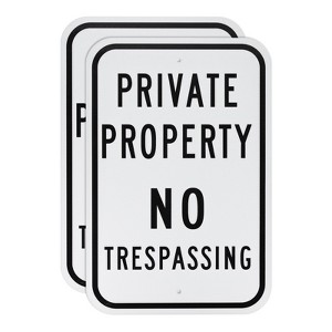 Unique Bargains Waterproof Reflective Garden Private Property - No Trespassing Sign 2 Pcs - 1 of 4