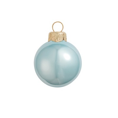 Northlight Petite Pearl Finish Glass Christmas Ball Ornaments - 1.25" (30mm) - Sky Blue - 40ct