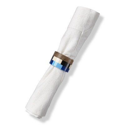 TAG Mosaic Blue Wood Resin Napkin Ring, 2.0L x 2.0W x .75H inches