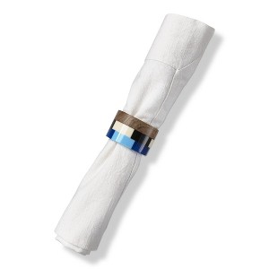 TAG Mosaic Blue Multi Napkin Rings - Summer Decor, Wood, Wipe Clean, Set of 4, 0.75" H x 2" L x 2" W - 1 of 1