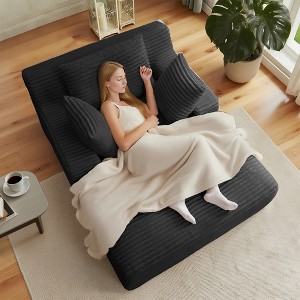 AENKYO Oversized Corduroy Sleeper Sofa Bed & Cloud Lounge Chair, Deep Seat, Armrests, 2 Pillows | Boneless Upholstered Chaise for Indoor Comfort - 1 of 4