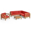 Christopher Knight Home Daniel Outdoor  5 Piece Acacia Wood Sectional Set with Water-Resistant Cushions - 2 of 4