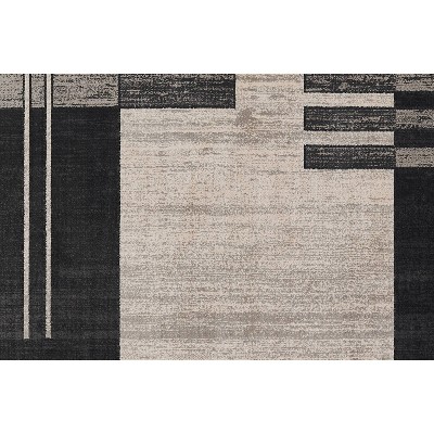 Charcoal Geometric Wool-Feel 7'9" x 9'10" Area Rug