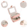 Unique Bargains PU Leather 2 Layer Storage Display Holder Jewelry Box with Mirror and Removable Jewelry Tray for Women - 3 of 4