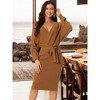 Seta T Women's Deep V Neck Wrap Batwing Sleeve Belted Bodycon Midi Sweater Dress - 3 of 4