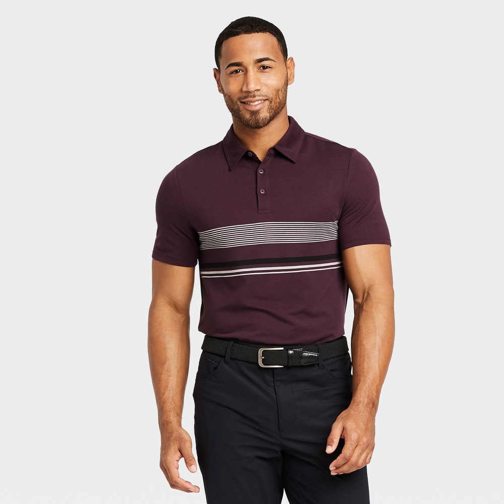 Men's Chest Stripe Golf Polo Shirt - All in Motion Purple S was $24.0 now $12.0 (50.0% off)