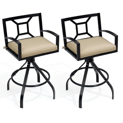Crestlive Products Aluminum Outdoor Swivel Bar Stools with Sunbrella Cushion Patio Counter Height Barstools