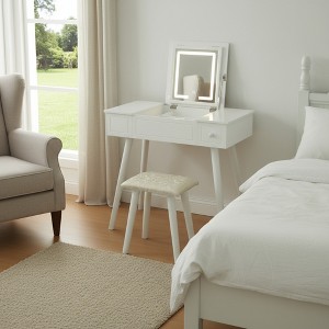 FONTOI 31.8"W/39.3"W Makeup Vanity Table Desk with Mirror Flip Top Design with Drawers and Cabinet for Bedroom Dressing Room, White - 1 of 4