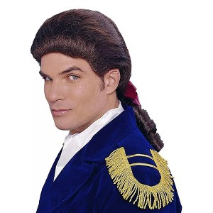 Costume Culture by Franco LLC Colonial Duke Men's Costume Wig with Bow - Brown - 1 of 4