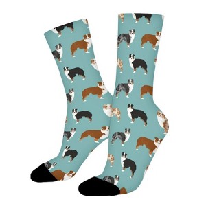 Australian Shepherd Dogs Women Printed Crew Socks Funny Funky Socks Soft Polyester Novelty Gifts for Artists Men - 1 of 1