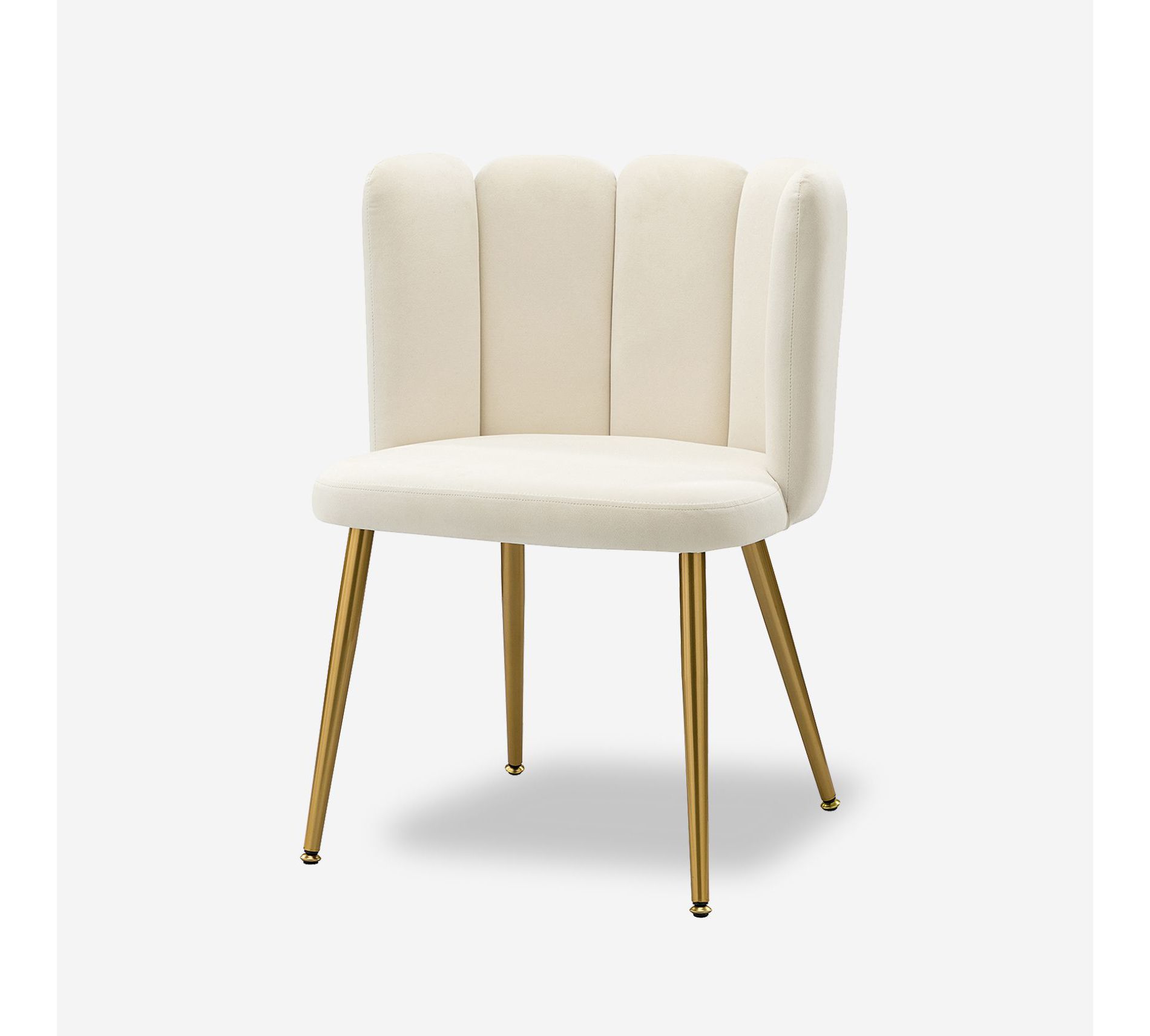 Barbara Contemporary Velvet Vanity Stool Morden Accent Side Chairs for Living Room with Shell Back and Golden Metal Legs | ARTFUL LIVING DESIGN