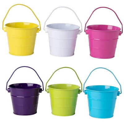 Mini Metal Buckets, Pails with Handles for Party Favors, Easter (6-Pack)