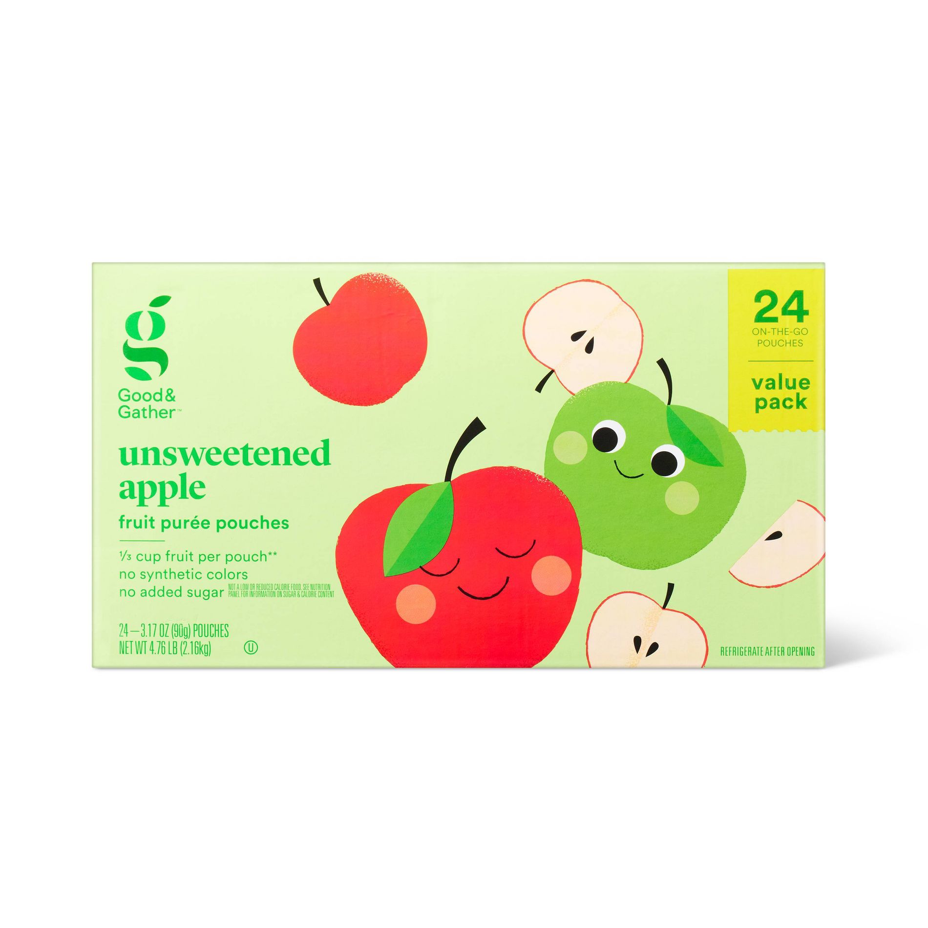 Unsweetened Apple Fruit Puree Pouches - 24ct - Good & Gather™