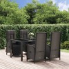 vidaXL 5-Piece Modern Patio Dining Set with Cushions, Weather-Resistant Poly Rattan, Reclining Chairs, Black - 2 of 4