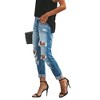 Coolmee Women's Ripped Mid Waisted Boyfriend Jeans Loose Fit Distressed Stretchy Denim Pants - 3 of 4