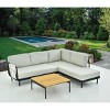 L Shaped Configuration Patio Sectional Sofa Set Performance Foam Seating & Structural Steel Frame + Tropical Wood Grain Coffee Table Ensemble - 2 of 4