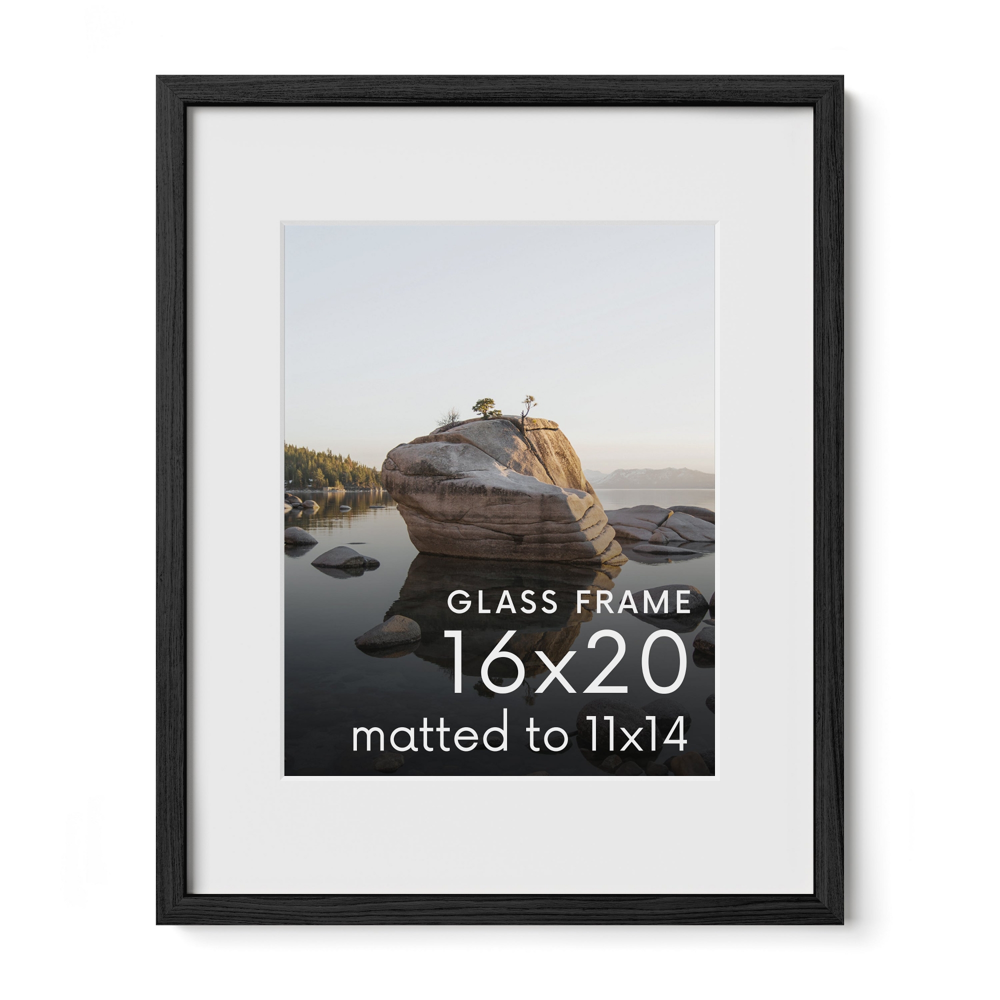 Haus and Hues Oak Picture Frame with Glass, Black, 16x20