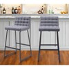 HomeRoots Set of Two 30" Gray And Black Fabric And Steel Bar Height Bar Chairs - 2 of 4