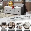 Gray Wash Wood Gray Wash Rectangular Movable Cushion Storage Bench with Drawers and Backrest Shoe Bench Bench with Removable Cushion for Entryway - 4 of 4