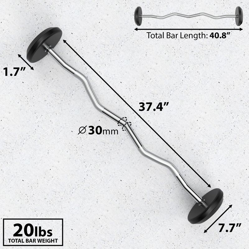 Synergee Fixed Easy Curl Barbell, 4 of 8