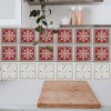 Unique Bargains PVC Tile Stickers 3.94"x3.94" Wine Red Khaki 24 Pcs - 4 of 4