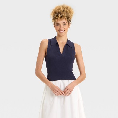 Women's Polo Collar Pullover Sweater Tank - A New Day™