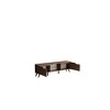 Chic Crate - 66" Mid-Century Media Console - 2 Door Cabinets & Tempered Glass Shelf - TV Stand for 75" TVs - Walnut Brown - 2 of 4