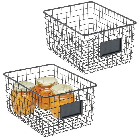 Mdesign Metal Kitchen Wide Under Shelf Basket, 2 Pack, Matte White