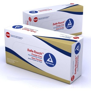 Dynarex 2613 SafeTouch Vinyl Exam Glove Powder Free Large (5 Boxes of 100) - 1 of 2