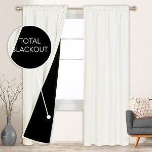Deconovo ModernLuxury BlackOut RodCurtains For LivingRoom or BedRoom，Easy Clean,2Panels - 1 of 4
