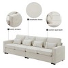 JUJABU 104" Modern 4-Seater Linen Fabric Sofa with Armrest Storage Pockets and 4 Matching Pillows – Minimalist Style for Living Room - 4 of 4