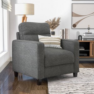 miBasics Depthcalm Transitional Upholstered Armchair Gray: Durable Polyester, Wood Legs, Foam Fill - 1 of 4
