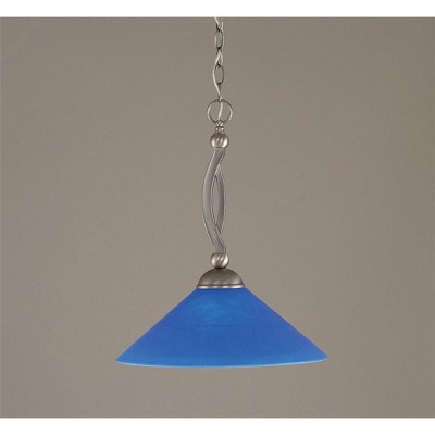 Toltec Lighting Bow 1 - Light Pendant in  Brushed Nickel with 16" Blue Italian Shade