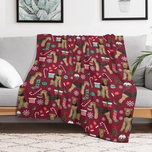 Airedale Terrier Christmas Christmas Throw Blanket Soft Fleece Christmas Blanket Cozy Flannel Throw for Couch Bed 50x60 inches - 1 of 1